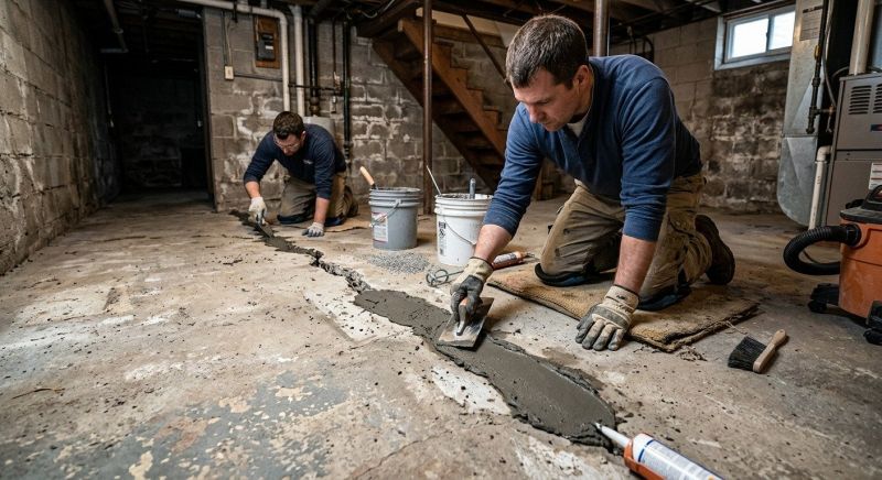 Cracked Basement Floor Repair in Blacksburg, VA