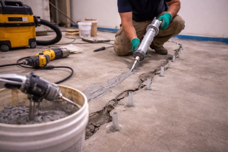 Cracked Basement Floor Repair in Blacksburg, VA